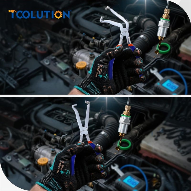 TOOLITIN طقم كماشة فصل الكهرباء 3 قطع – 8" مستقيم و 60° زاوية فصل كهربائي + كماشة قفل 9"، أداة إزالة الموصل والحلقة المنبثقة للسيارات مع صندوق تخزين - Image 5